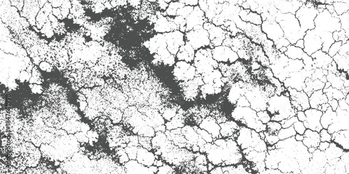 Dark grey cracked texture on white background with granular details grunge distressed