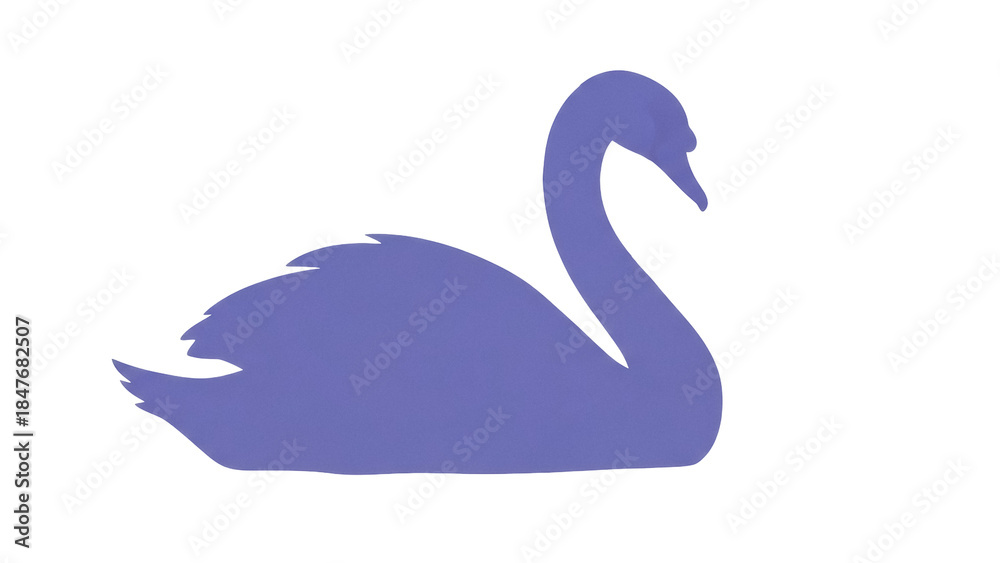 Fototapeta premium Isolated Periwinkle Swan Silhouette with Curved Neck, Graceful Waterfowl Creature, Design Element
