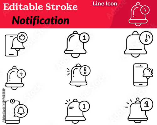 A minimalist notification icon featuring a bell with a rounded top and a subtle alert badge. Clean smooth lines convey alerts reminders messages and real-time notifications for websites and digital.
