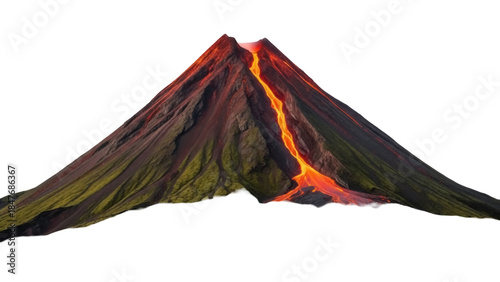 Isolated Volcano with Lava Flowing Down Slope against Clear Backdrop, Formation Model