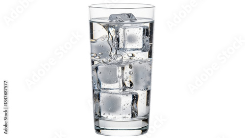 Photography Isolated water glass filled with ice cubes drinking beverage refreshing cold cle