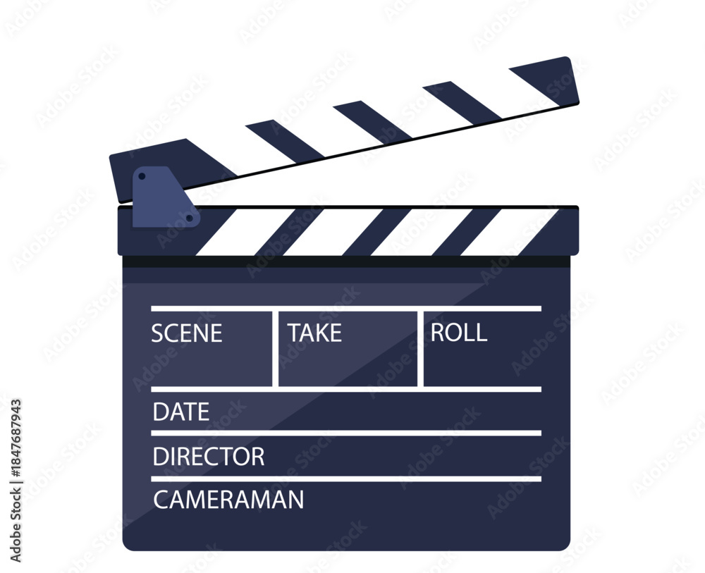 Obraz premium Movie clapperboard icon for film production isolated on white background