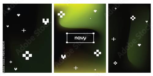 Yellow gradient background with simple abstract. Set of 3 square vector gradient backgrounds for posters, social media.