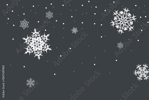 White snowflakes winter snowfall splash screensaver flat vector winter wonderland on gray background