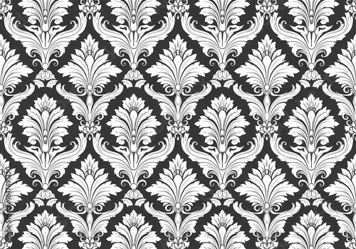 Elegant Black and White Damask Pattern Wallpaper for Classic Interiors and Luxury Decor