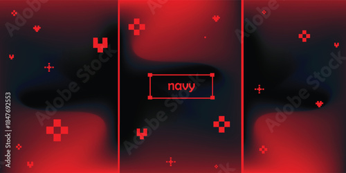 Collection of abstract liquid wave backgrounds of red color in the dark. The effect of combining dark and light colors. Modern design template