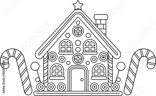 Hand drawn Christmas house