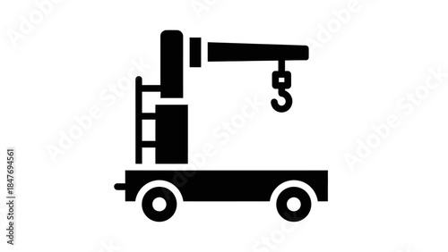 Minimalist Illustration of a Service Crane with Hydraulic Boom and Mobile Base