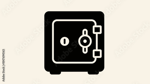 Minimalist Illustration of a Secure Safe with Lock Mechanism for Security Concepts