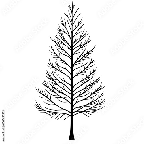 Silhouette lone tree standing tall against sky | Clean, isolated vector art for creative projects.