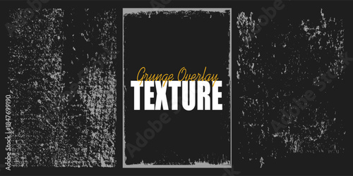 Collection of grunge overlay paper texture, damaged photo cover, retro torn or rip background, distressed ink paint brush stroke frame and dirty banner filter with uneven edge, splash and dust grain.