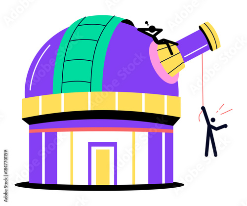 A flat style illustration showing observatory