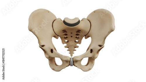Quadro em tela Isolated view of human pelvis bone structure, anatomy science skeleton model sys