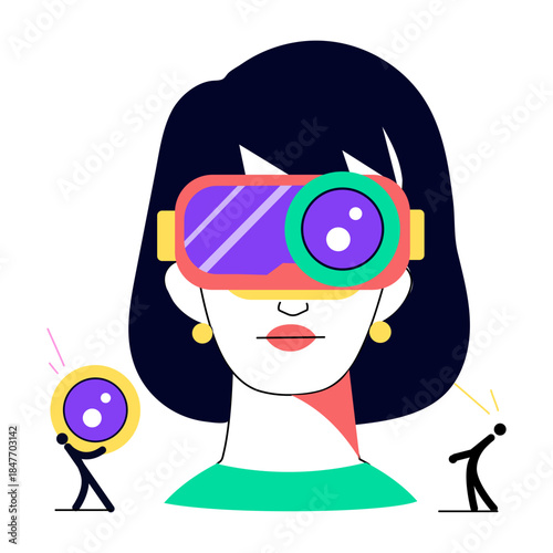 A flat style illustration depicting robotic vision