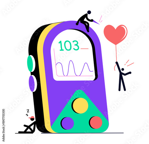 A flat style illustration representing glucose meter