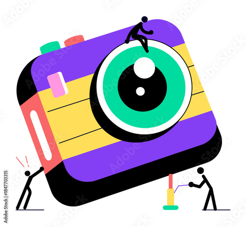 A flat style illustration depicting smart camera