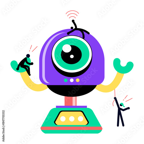 A flat style illustration showing security camera