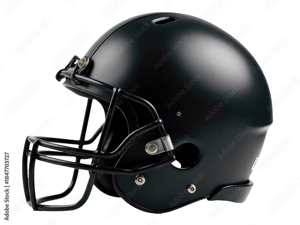 Fototapeta premium A single black football helmet on a white background.transparent background