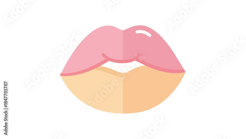 Minimalist Illustration of Soft Pink Lips with a Gentle Smile Expressing Warmth and Playfulness