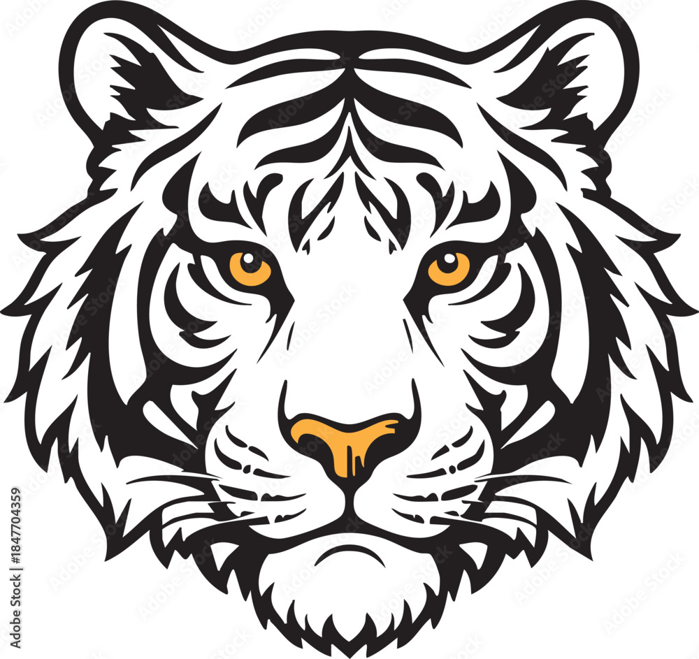 Obraz premium Tiger black and white illustration design