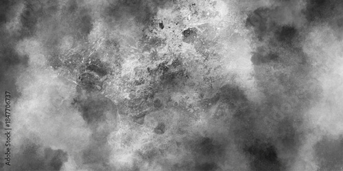 Abstract white and gray isolated cloud cumulus clouds. Gray aquarelle painted realistic fog or mist smoky textured canvas design. White and ash messy wall stucco texture background.