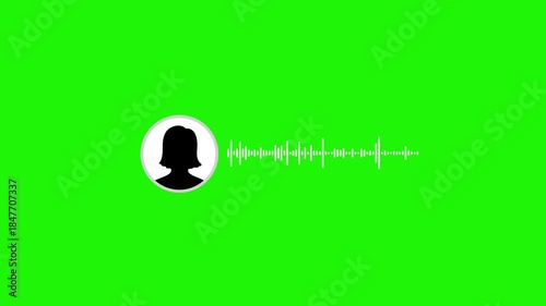 Virtual Female character interview voice animation voice recording and podcast mic microphone button icon animation on transparent background. music equalizer signal concept