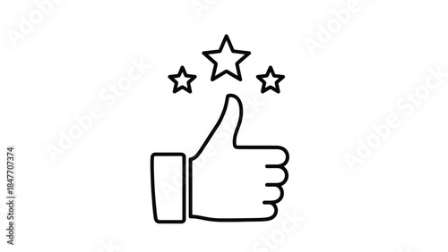 Line art icon representing customer feedback and rating
