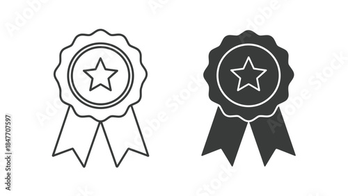 Two award ribbon icons in outline and solid styles