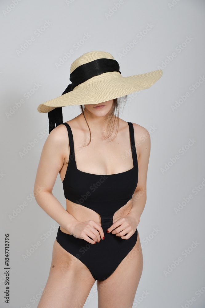 Naklejka premium frau, chapeau, schönheit, gestalten, körper, haar, 