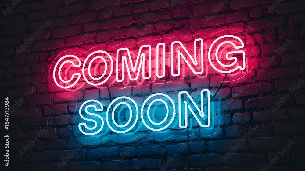 Obraz premium Neon sign announcing upcoming event.