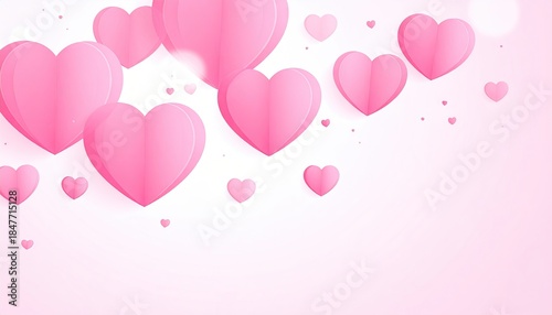 Pink hearts floating on a soft gradient background for romance and celebration.