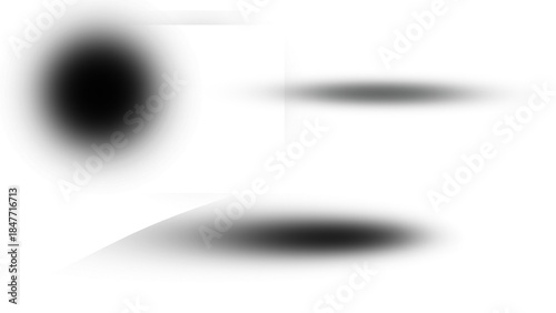 round stretch oval shadow isolated on white background,  diffused shade for graphic design commercial use