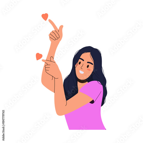 Women pointing love heart