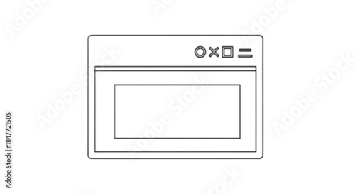 Clean line art illustration of a simple web browser window with an empty content area.