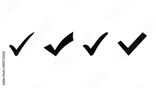 Check Mark Symbol and Icon Set, black Color Sign Isolated on a White Background, Agree, accepted, OK, Agreement vector Button. 