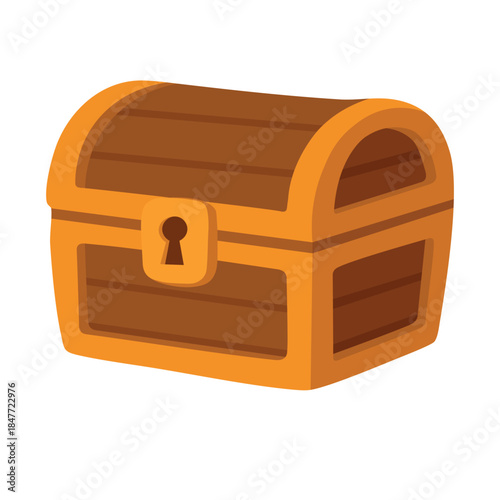 Wooden treasure chest with golden details for Saint Patrick Irish festive vector clipart.