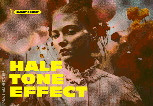 Vintage Halftone Photo Effect Template for Retro Poster and Graphic Design Projects