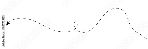 Long squiggle dashed, dotted line arrow vector icon on white background. Vector Illustration.