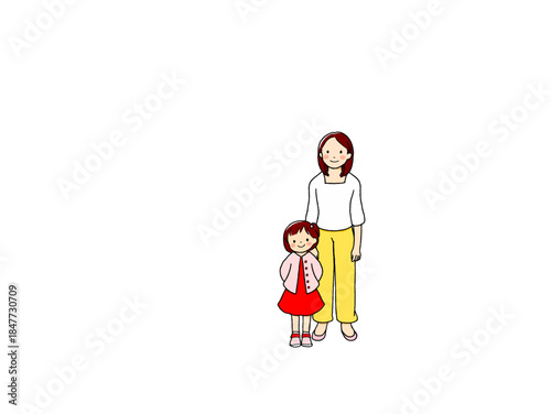 母と娘の可愛らしいイラスト