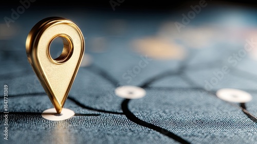 Wallpaper Mural Golden location marker on a blurred map suggesting travel and navigation Torontodigital.ca