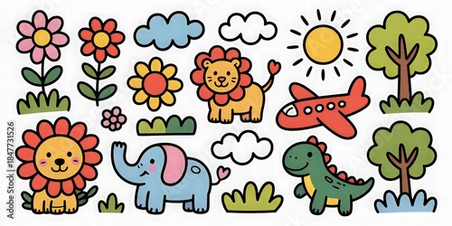 Cute Dinosaur Seamless Pattern for Kids.
