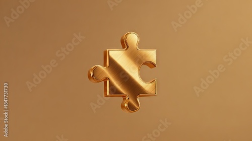 Wallpaper Mural Golden puzzle piece isolated on a solid background symbolizing problem solving Torontodigital.ca
