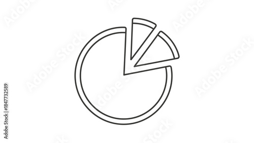 Minimalist Line Drawing of a Circular Pie Chart with Segmented Slices for Data Representation