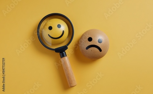 Exploring emotions happy and sad faces creative photography minimalist background close-up