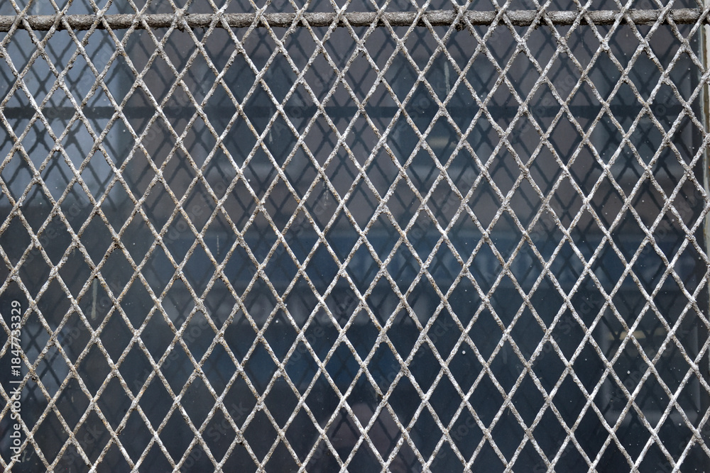 Fototapeta premium Old Metal Security Grill on Window in Close Up