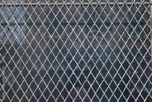 Old Metal Security Grill on Window in Close Up