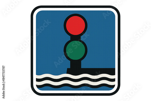 Nautical Traffic Signal Icon with Red and Green Lights