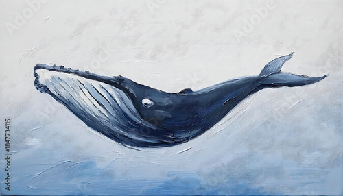 Whale Painting on Canvas. Artistic Whale Illustration. Hand-Painted Whale Artwork