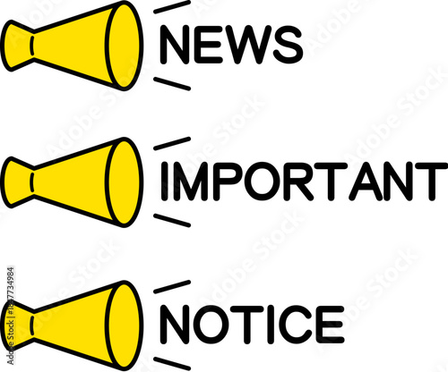 お知らせ・告知を表すメガホンのシンプルなアイコン（Megaphone Icon for Announcement and Promotion）
