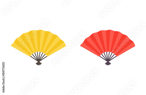 黄色と赤の扇子のアイコンセット